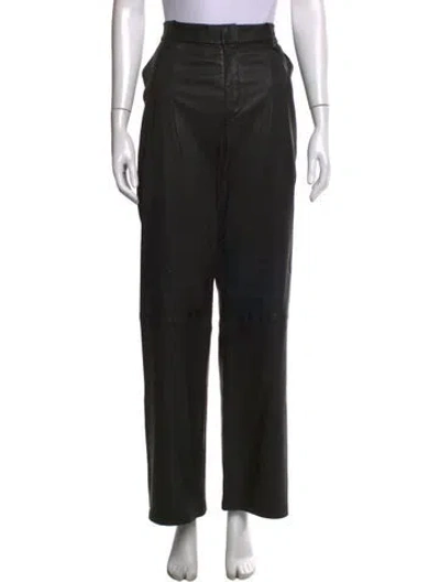 Pre-owned Sprwmn Leather Wide Leg Pants In Black
