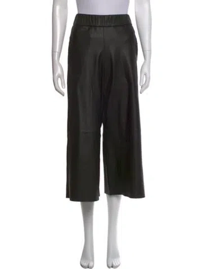 Pre-owned Sprwmn Leather Wide Leg Pants In Black
