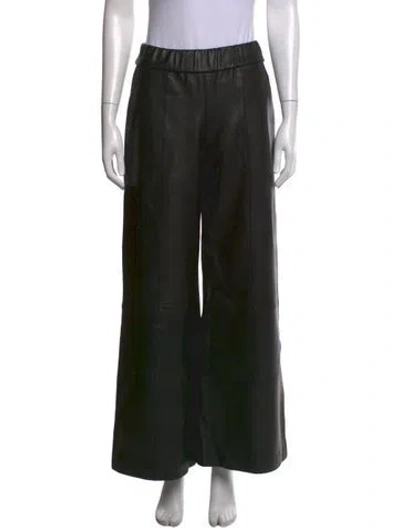 Pre-owned Sprwmn Leather Wide Leg Pants In Black
