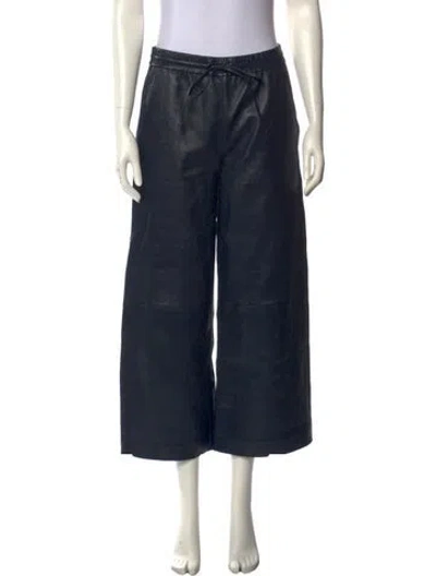 Pre-owned Sprwmn Leather Wide Leg Pants In Blue