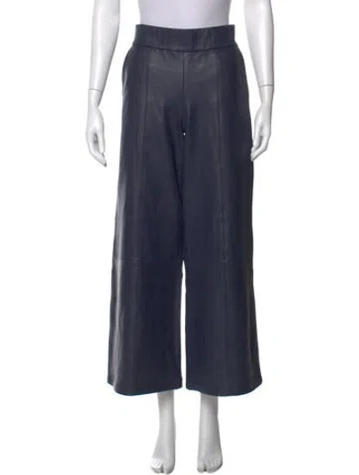 Pre-owned Sprwmn Leather Wide Leg Pants In Blue