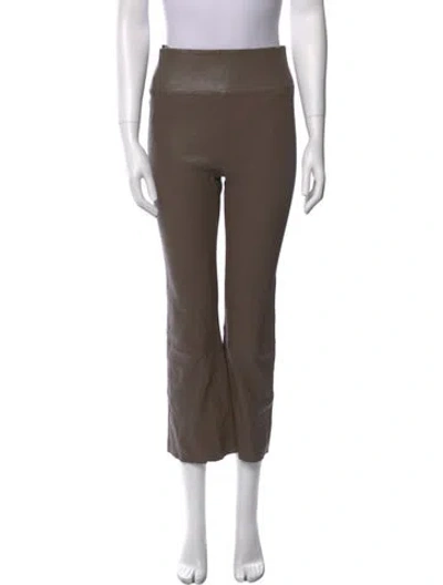 Pre-owned Sprwmn Leather Wide Leg Pants In Brown