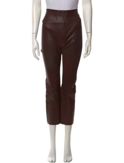 Pre-owned Sprwmn Leather Wide Leg Pants In Brown