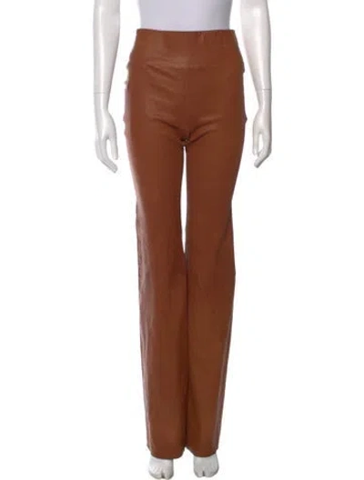 Pre-owned Sprwmn Leather Wide Leg Pants In Brown