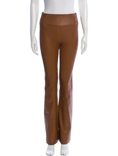 Pre-owned Sprwmn Leather Wide Leg Pants In Brown