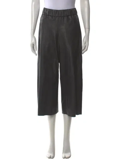 Pre-owned Sprwmn Leather Wide Leg Pants In Gray