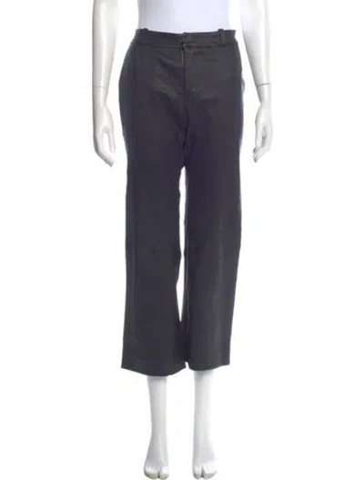 Pre-owned Sprwmn Leather Wide Leg Pants In Gray