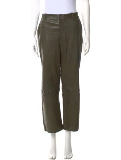 Pre-owned Sprwmn Leather Wide Leg Pants In Green