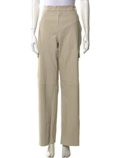 Pre-owned Sprwmn Leather Wide Leg Pants In Neutral