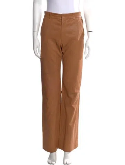 Pre-owned Sprwmn Leather Wide Leg Pants In Neutral