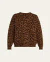 Sprwmn Leopard Cashmere Crewneck Sweater In Brown