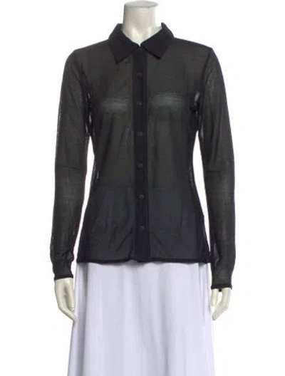 Pre-owned Sprwmn Long Sleeve Button-up Top In Black