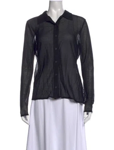 Pre-owned Sprwmn Long Sleeve Button-up Top In Black