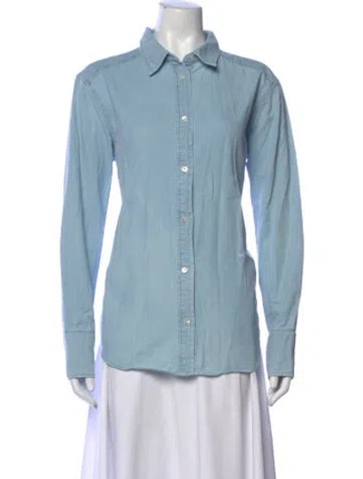 Pre-owned Sprwmn Long Sleeve Button-up Top In Blue