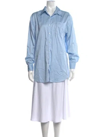 Pre-owned Sprwmn Long Sleeve Button-up Top In Blue