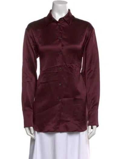 Pre-owned Sprwmn Long Sleeve Button-up Top In Burgundy
