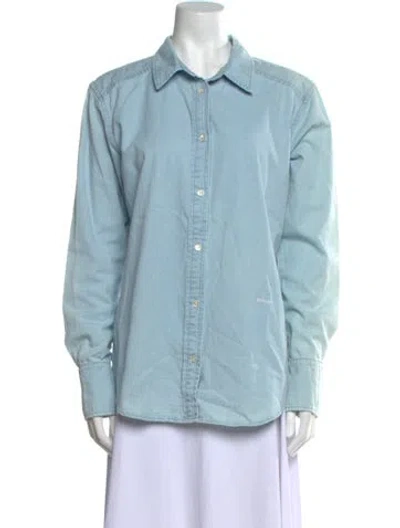 Pre-owned Sprwmn Long Sleeve Button-up Top W/ Tags In Blue