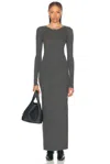 Sprwmn Long Sleeve Crewneck Cashmere Maxi Dress In Grey