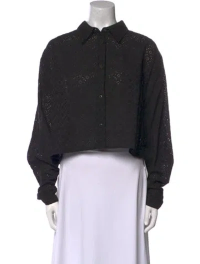 Pre-owned Sprwmn Long Sleeve Crop Top In Black