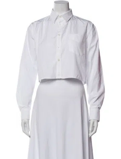 Pre-owned Sprwmn Long Sleeve Crop Top In White