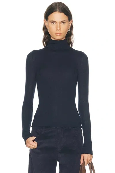Sprwmn Long Sleeve Mock Neck Top In Blue