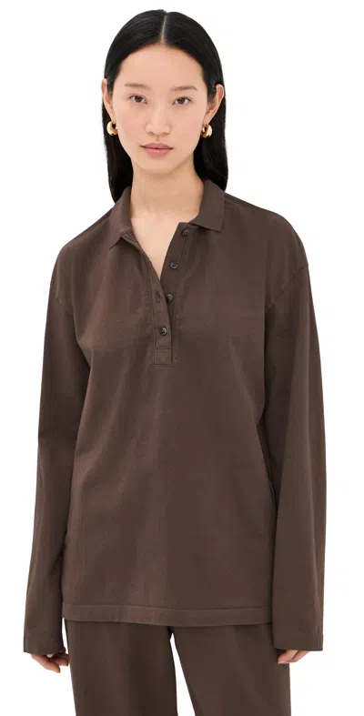 Sprwmn Long Sleeve Oversized Polo Tee Americano