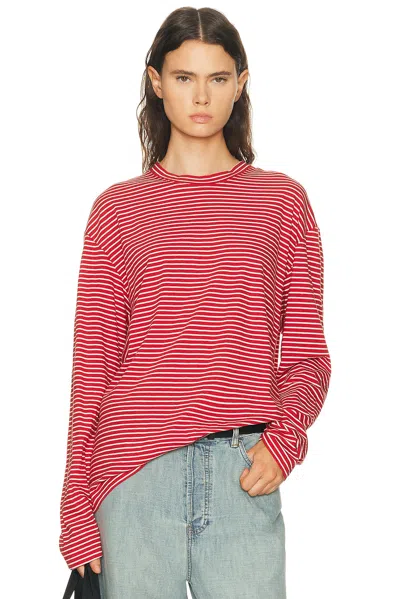 Sprwmn Long Sleeve Oversized Tee In Red