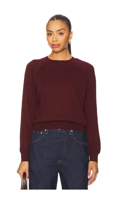Sprwmn Long Sleeve Raglan Sweater In Burgundy