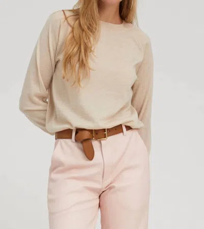 Sprwmn Long Sleeve Raglan Sweater In Latte In White
