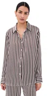 Sprwmn Mara Silk Button Up Brown Stripes In Multi