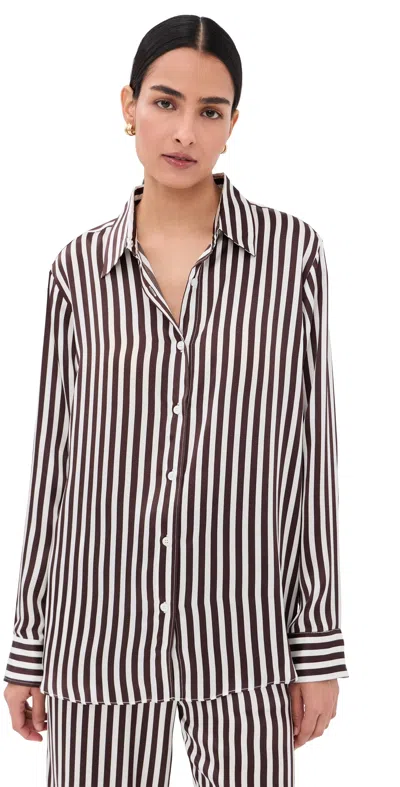 Sprwmn Mara Silk Button Up Brown Stripes In Multi
