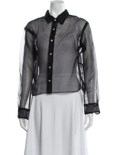 Pre-owned Sprwmn Mesh Long Sleeve Blouse In Gray