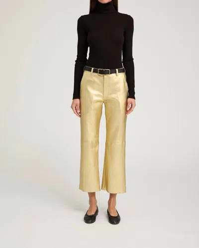 Sprwmn Metallic Cropped Baggy Trousers In Metallic Gold In Multi
