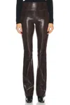 Sprwmn Micro Flare Pant In Chocolate Embossed Snakeskin