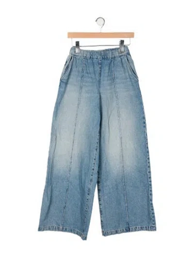 Pre-owned Sprwmn Mid-rise Wide Leg Jeans In Blue