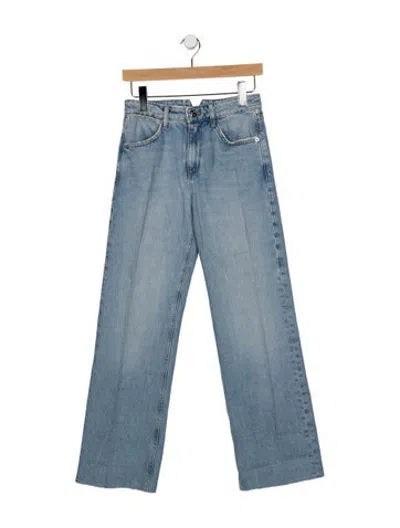 Pre-owned Sprwmn Mid-rise Wide Leg Jeans In Blue
