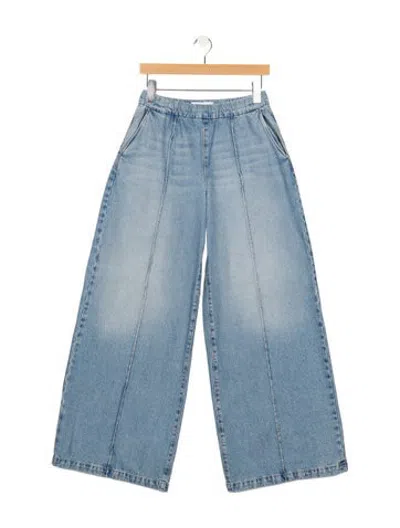 Pre-owned Sprwmn Mid-rise Wide Leg Jeans In Blue