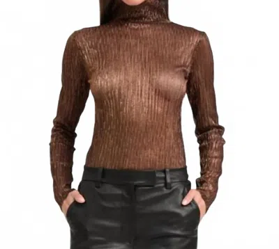 Sprwmn Mock Neck Top In Bronze In Brown