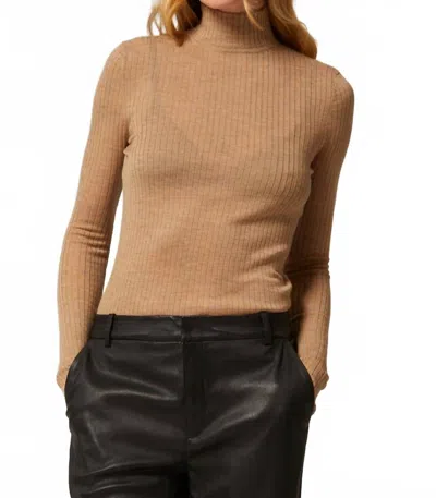 Sprwmn Mock Neck Top In Camel In Brown