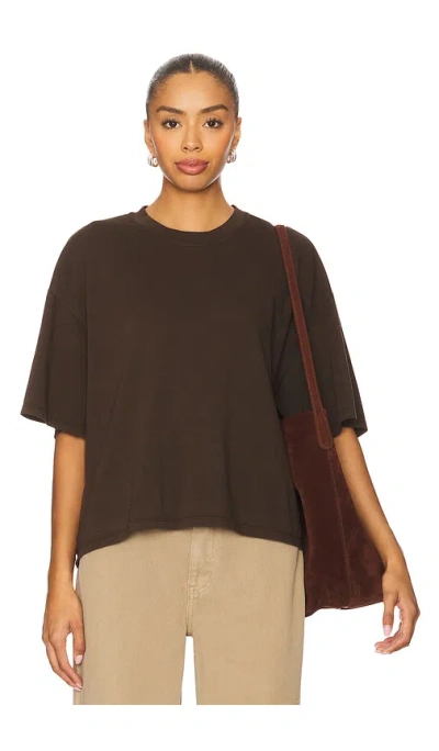 Sprwmn Oversized Boxy T Shirt In Brown
