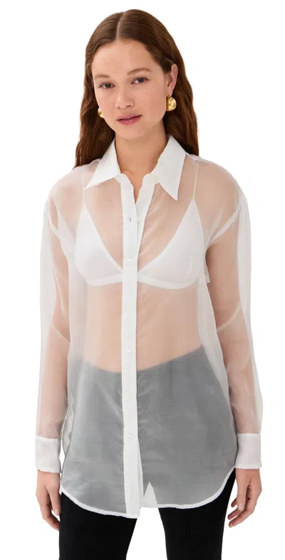 Sprwmn Oversized Silk Shirt White In Multi