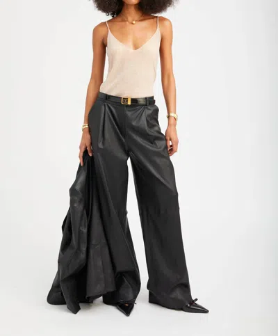 Sprwmn Paloma Pleated Wide Leg Pant In Black
