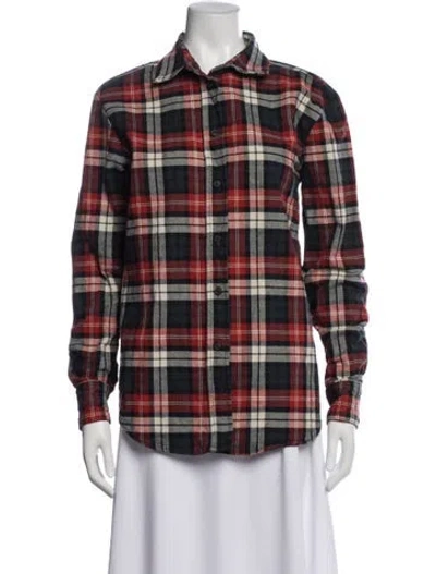 Pre-owned Sprwmn Plaid Print Long Sleeve Button-up Top In Multi