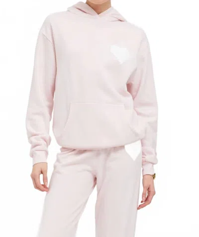 Sprwmn Plush Cotton Fleece Heart Hoodie In Ballet In Pink