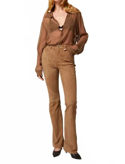 Sprwmn Pocket Micro Flare Pant In Taupe In Grey