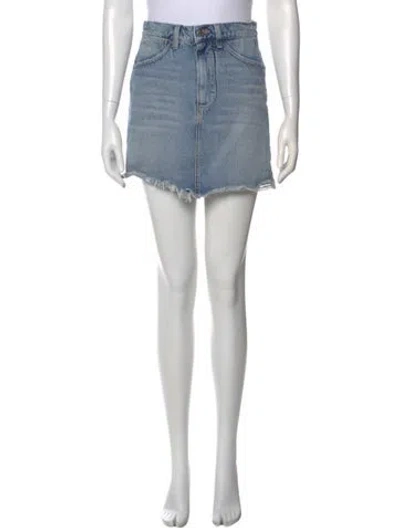 Pre-owned Sprwmn Raw-edge Trim Mini Skirt In Blue