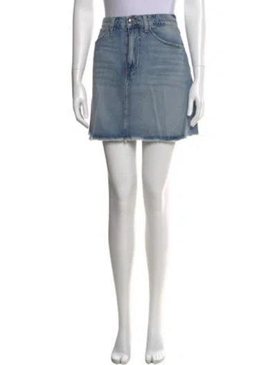 Pre-owned Sprwmn Raw-edge Trim Mini Skirt W/ Tags In Blue