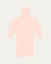 Sprwmn Rib-knit Cashmere Turtleneck Top In Blush