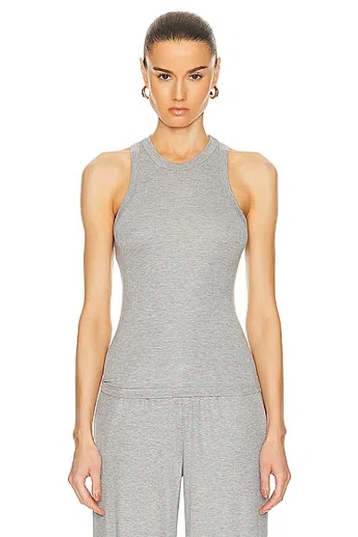 Sprwmn Rib Racer Front Tank Top In Heather Grey