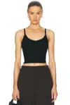 Sprwmn Rib V Neck Tank Top In Black